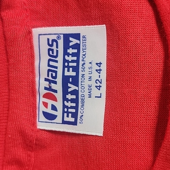 VINTAGE Hanes Fifty-Fiftt Made in the USA Single Stitch Avon We're Hot Red Tee - Picture 3 of 5